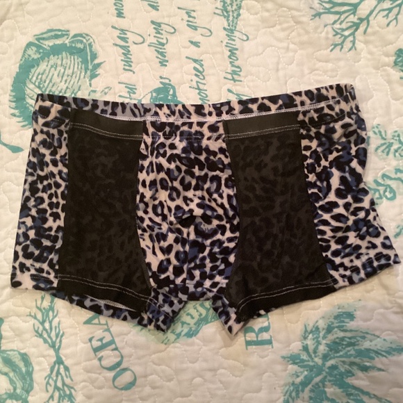 Trunks, leopard print, with mesh sides, medium, blue and black - Picture 2 of 5